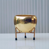 Luxe Gold Steel Planter with Stand