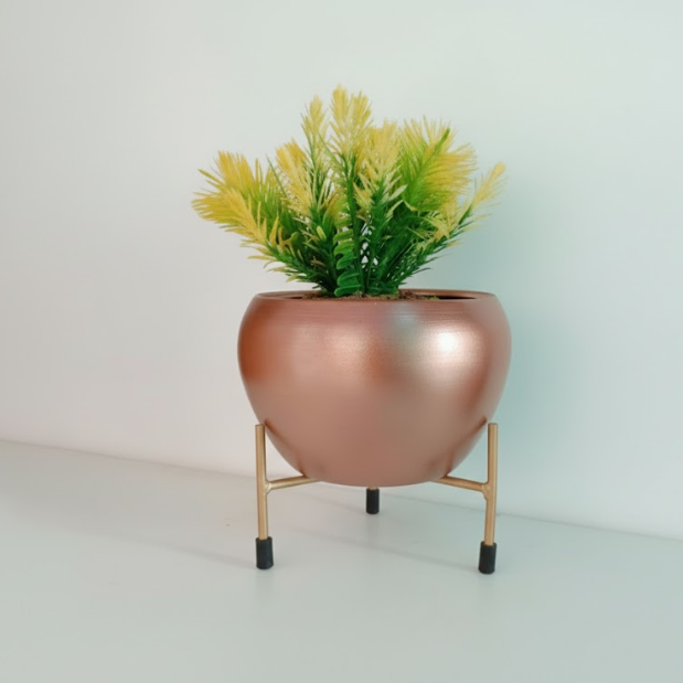 Elegant Copper Finish Steel Planter with Stand