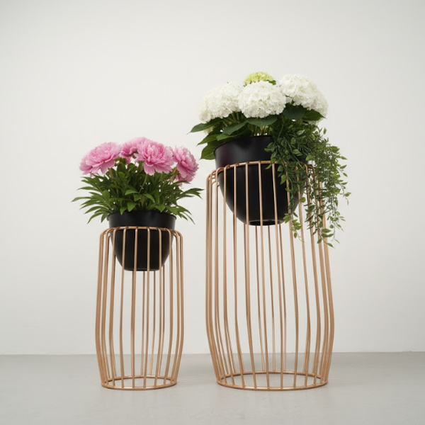 Urban Black Steel Cage Planters (Set of 2)