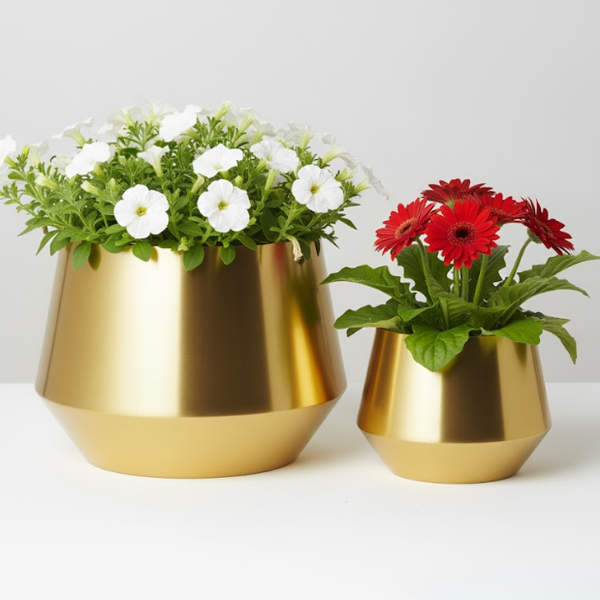 Supreme Gold Steel Planters (Set of 2)