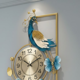 Azure Clover Bloom Panorama Wall Clock – Gold & Teal (36" x 16")