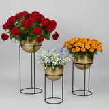 Elegant Gold Egg-Shaped Steel Planters – Set of 3 with Modern Stands