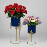 Blue Leaf Tall Steel Planters