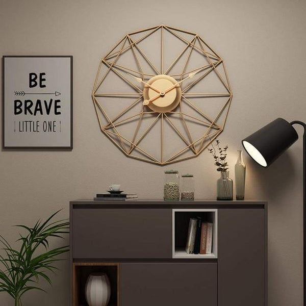Ginkgo Aura Panorama Clock – Gold, Teal & Charcoal (38" x 21")