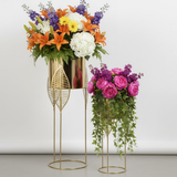 Luxury Gold Leaf Steel Planters – Set of 2