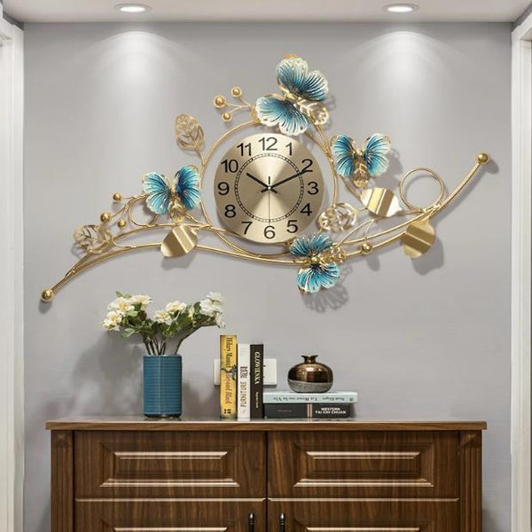 Azure Ginkgo Garden Panorama Clock – Large (48" x 25")