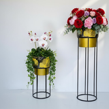 Elegant Leaf Steel Planter Duo – Tall & Short