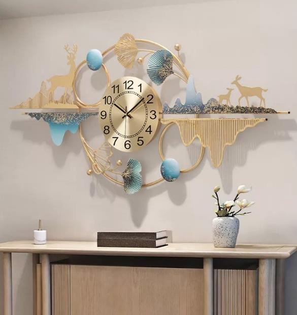 Azure Bloom Symphony Clock – Extra‑Wide (47" x 29")
