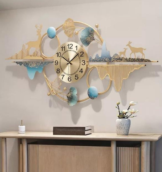 Azure Bloom Symphony Clock – Extra‑Wide (47" x 29")