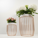White & Rose Gold Luxe Cage Planters Set of 2