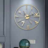 Spoke Dial Word‑Numeral Clock – Black & Gold (24" x 24")