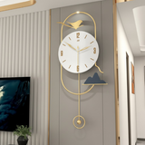 Azure Bloom Symphony Wall Clock – Gold & Aqua (48" x 22")