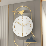 Azure Bloom Symphony Wall Clock – Gold & Aqua (48" x 22")