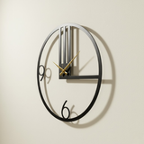 Azure Orbit Ginkgo Wall Clock – Gold & Teal (48" x 20")