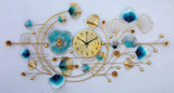 Azure Bloom Garden Clock – Wide (48" x 23")