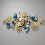 Azure Ginkgo Orbit Clock – Gold & Teal (24" x 24")