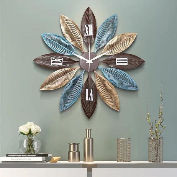 Azure Bloom Garden Clock – Wide Statement (48" x 23")