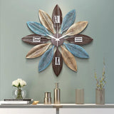Azure Bloom Garden Clock – Wide Statement (48" x 23")