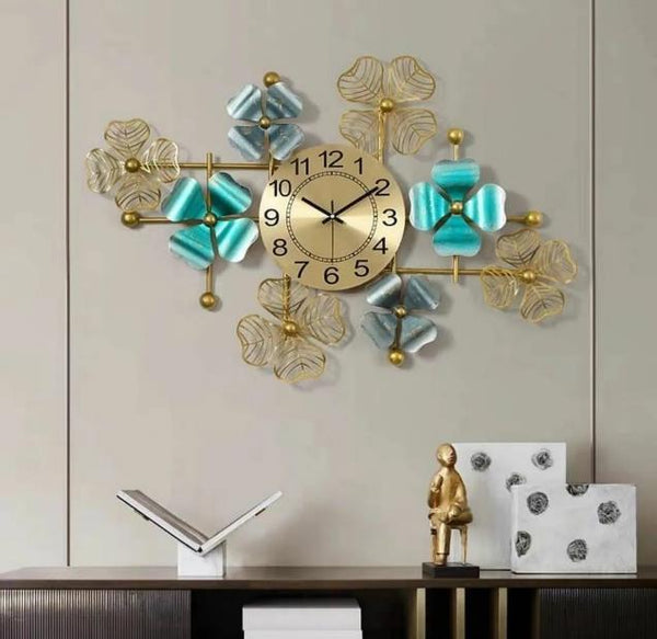 Azure Bloom Symphony Clock – Vertical (22" x 36")