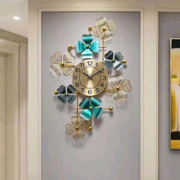 Azure Ginkgo Orbit Clock – Wide (40" x 22")