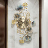 Azure Ginkgo Orbit Clock – Blue Gold Finish (40" x 22")