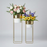Modern Contrast Gold & White Planter set