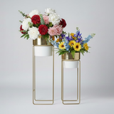 Modern Contrast Gold & White Planter set