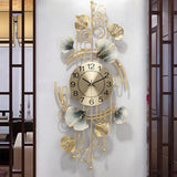 Ginkgo Garden Panorama Wall Clock – Gold & Teal (36" x 18")