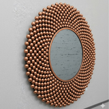 Micro‑Stud Cascade Round Mirror - Copper