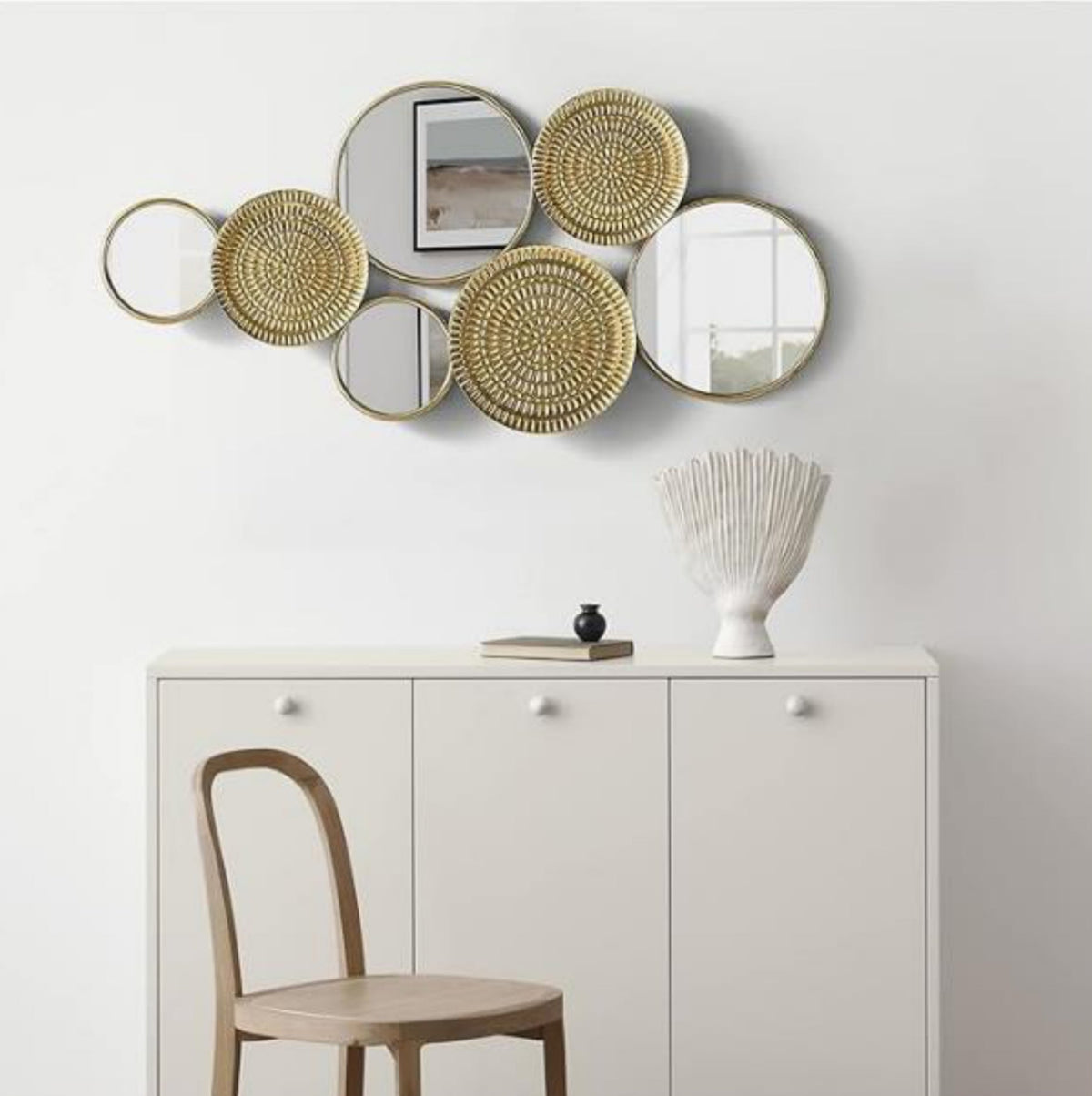 Modern Geometric Circle Wall Mirror (Horizontal)