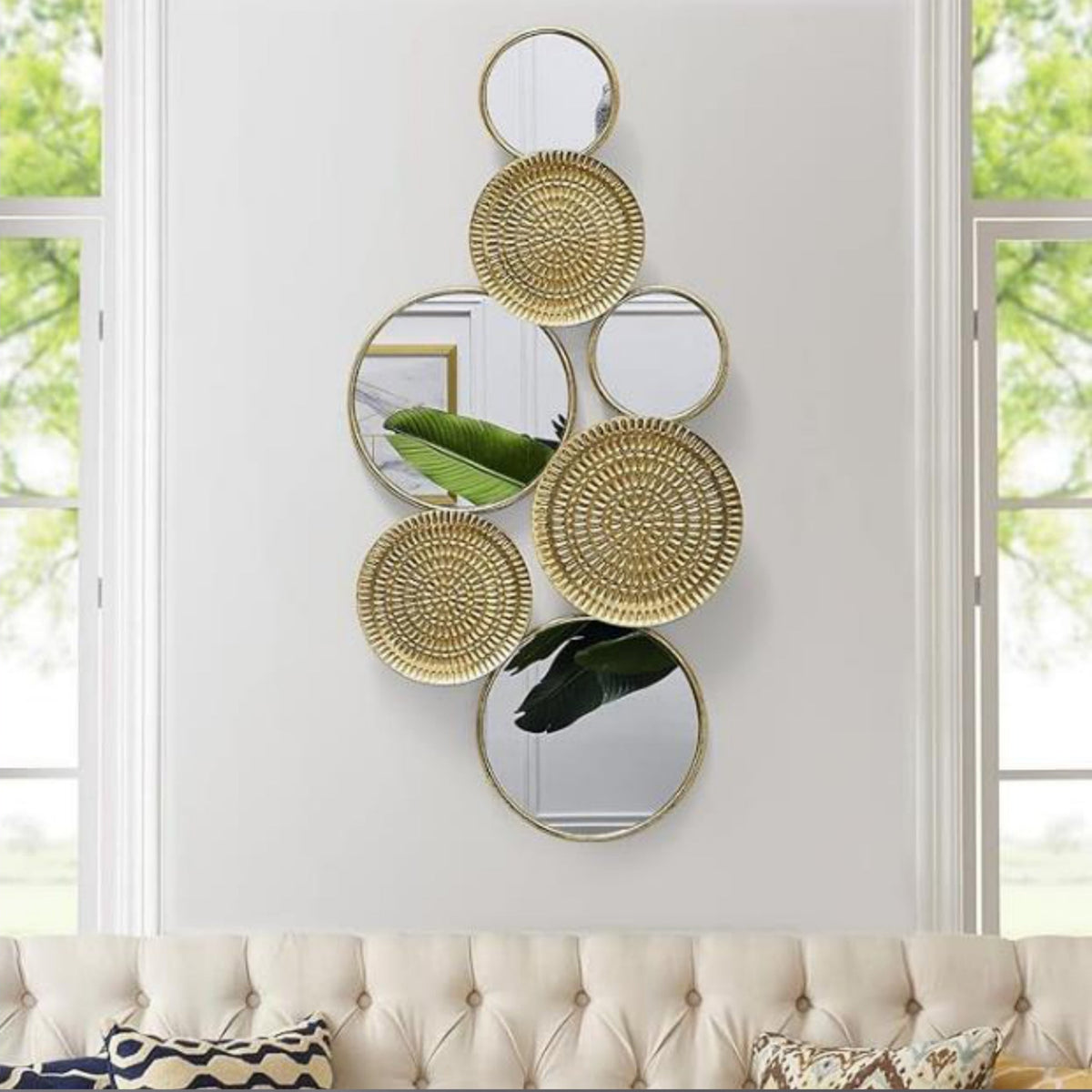 Modern Geometric Circle Wall Mirror (Vertical)