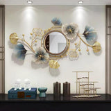 Luxury Floral Branch Wall Mirror – Gold & Blue