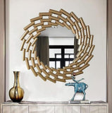 Interlock Barrel-Link Round Mirror