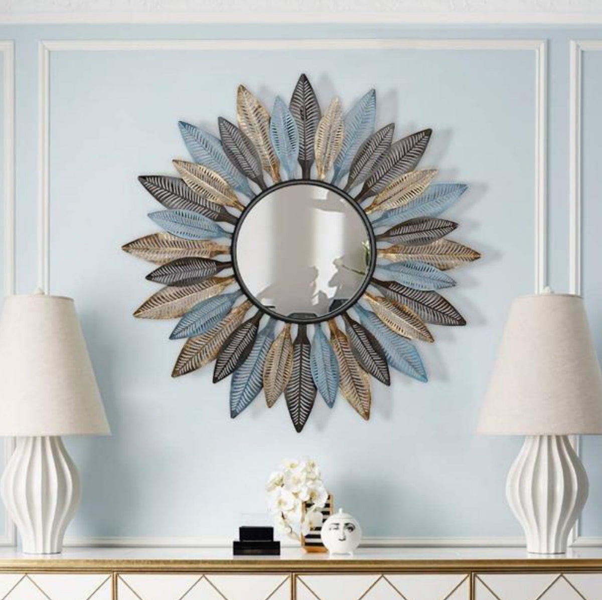 Azure Leaf Radiance Mirror
