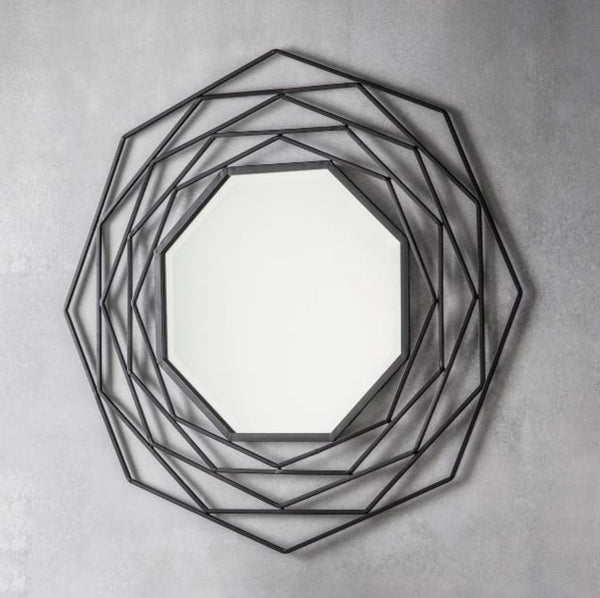 Helix Lattice Octagon Mirror - Black