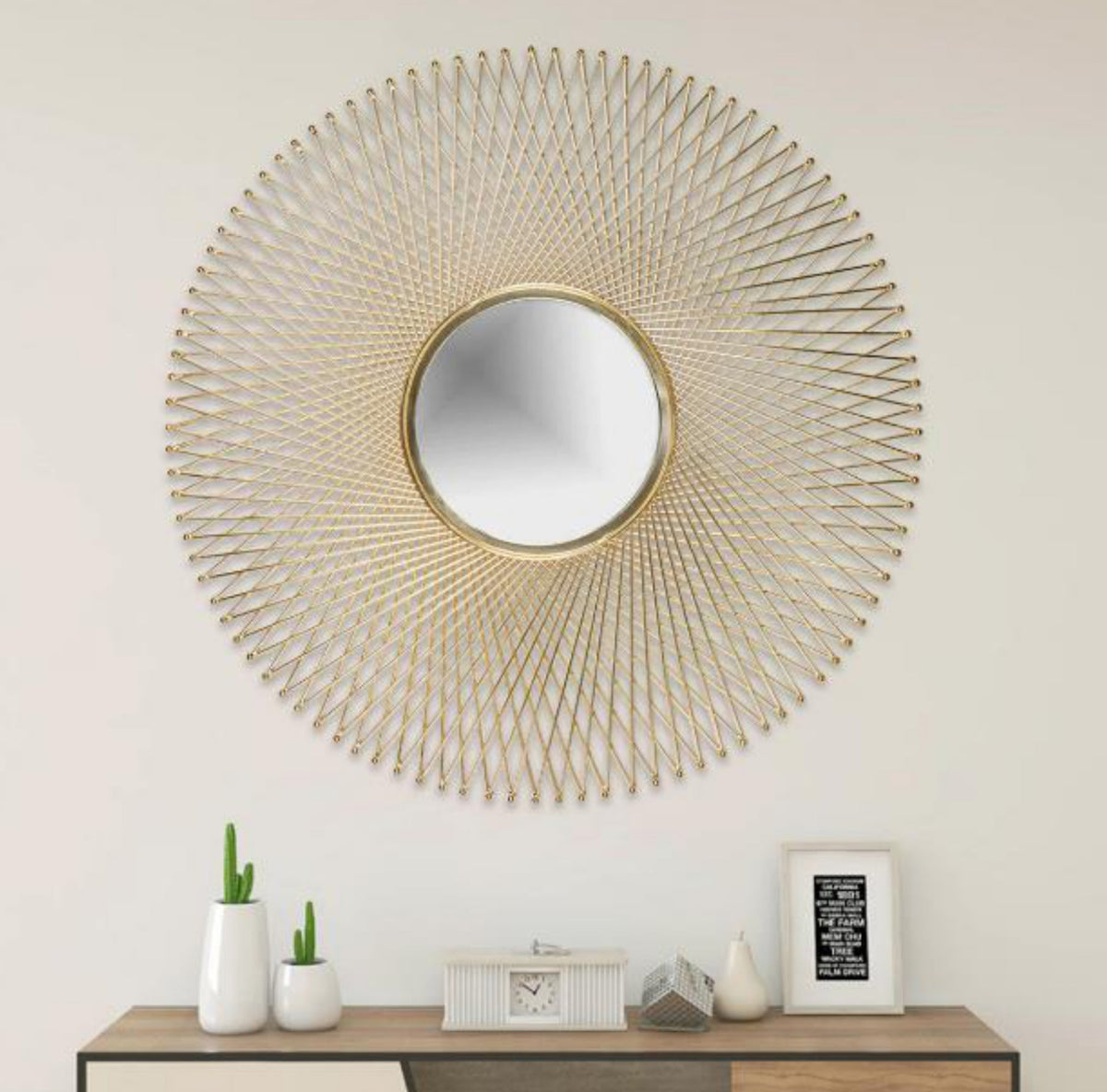Lattice Halo Round Mirror