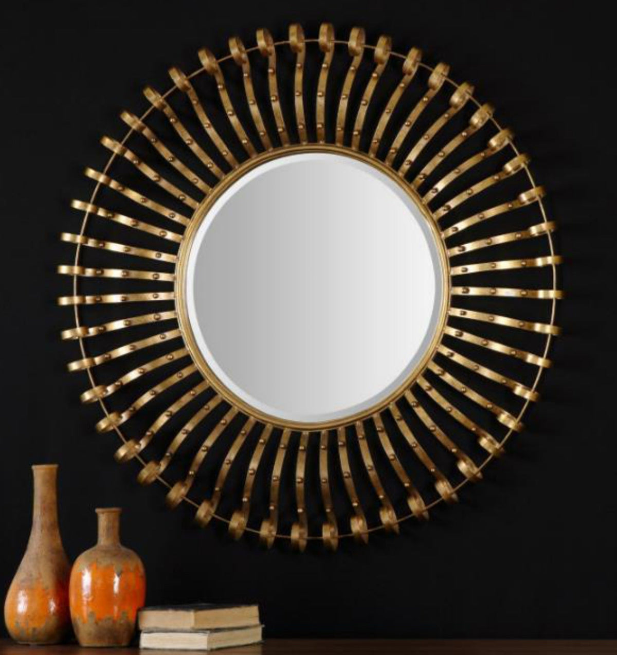 Riveted Halo Round Mirror