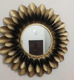 Embossed Petal Halo Mirror - Gold/Black