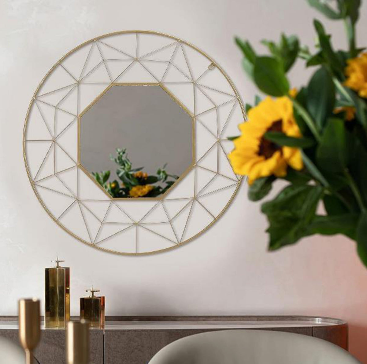 Geometric Prism Round Mirror